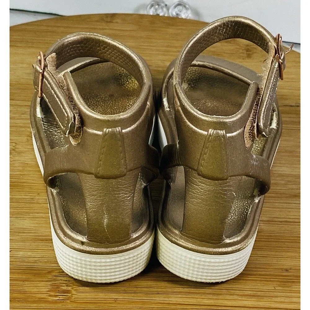 MIA Girls Metallic Gold Platform Sandals with Ankle Strap